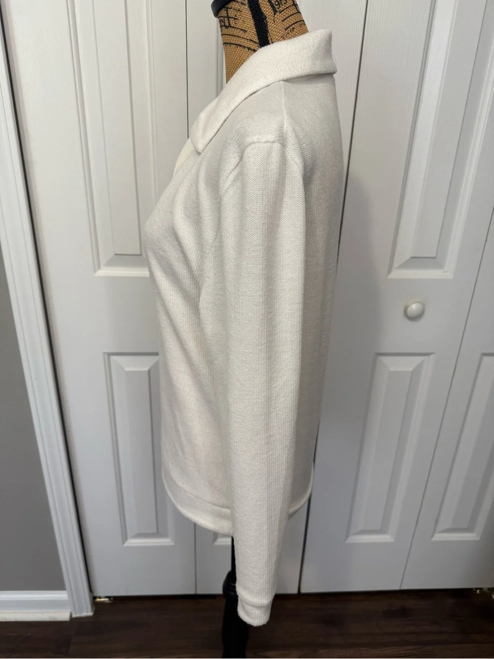 WHBM White Knit Polo V-Neck Sweater